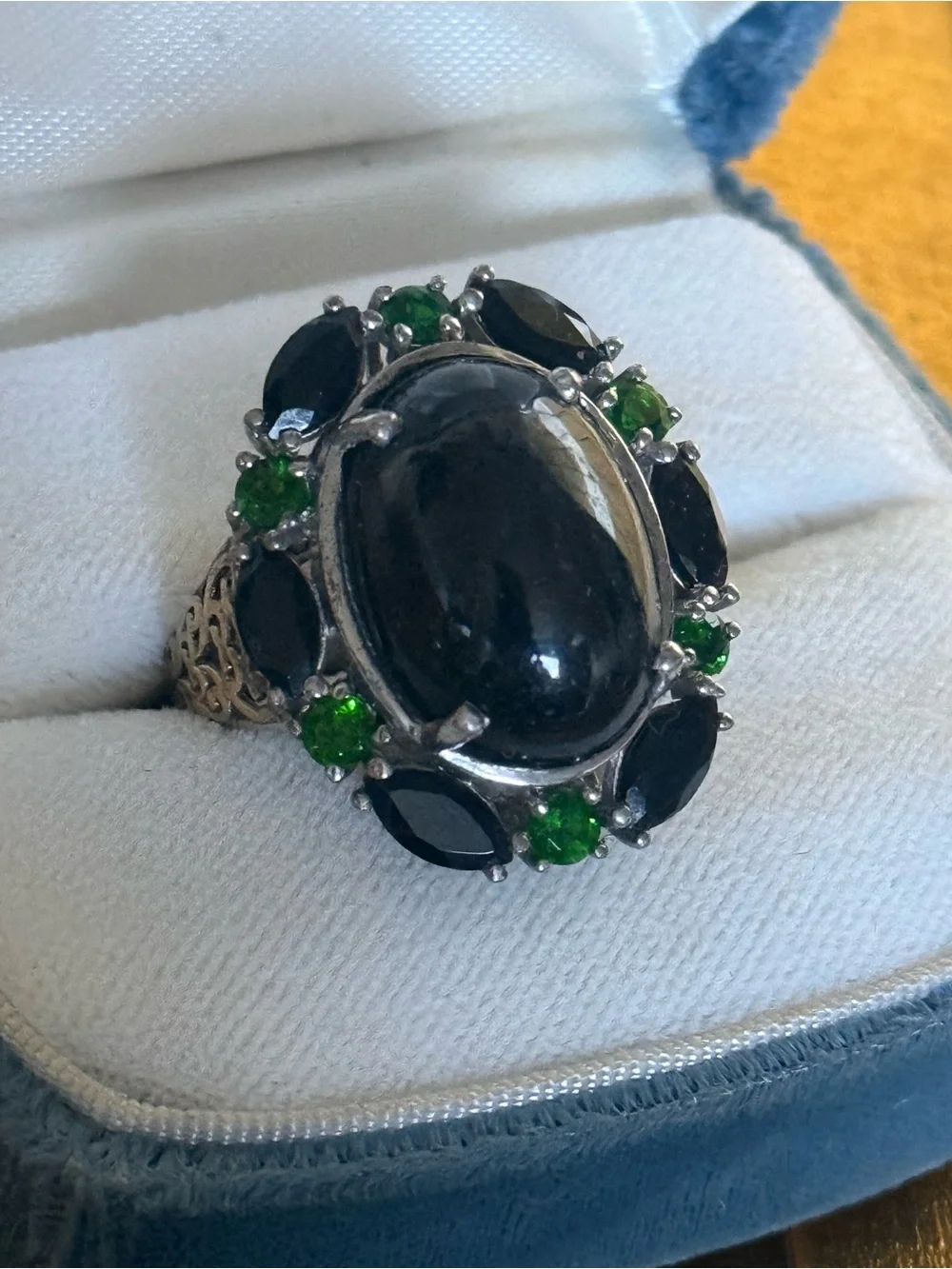 Sterling silver 925 Pardot Blackstar diopside ring